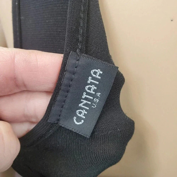 CANTATA Black Short Sleeve Ruffle Sparkle Sash Detail dress size M Bodycon - Picture 7 of 7